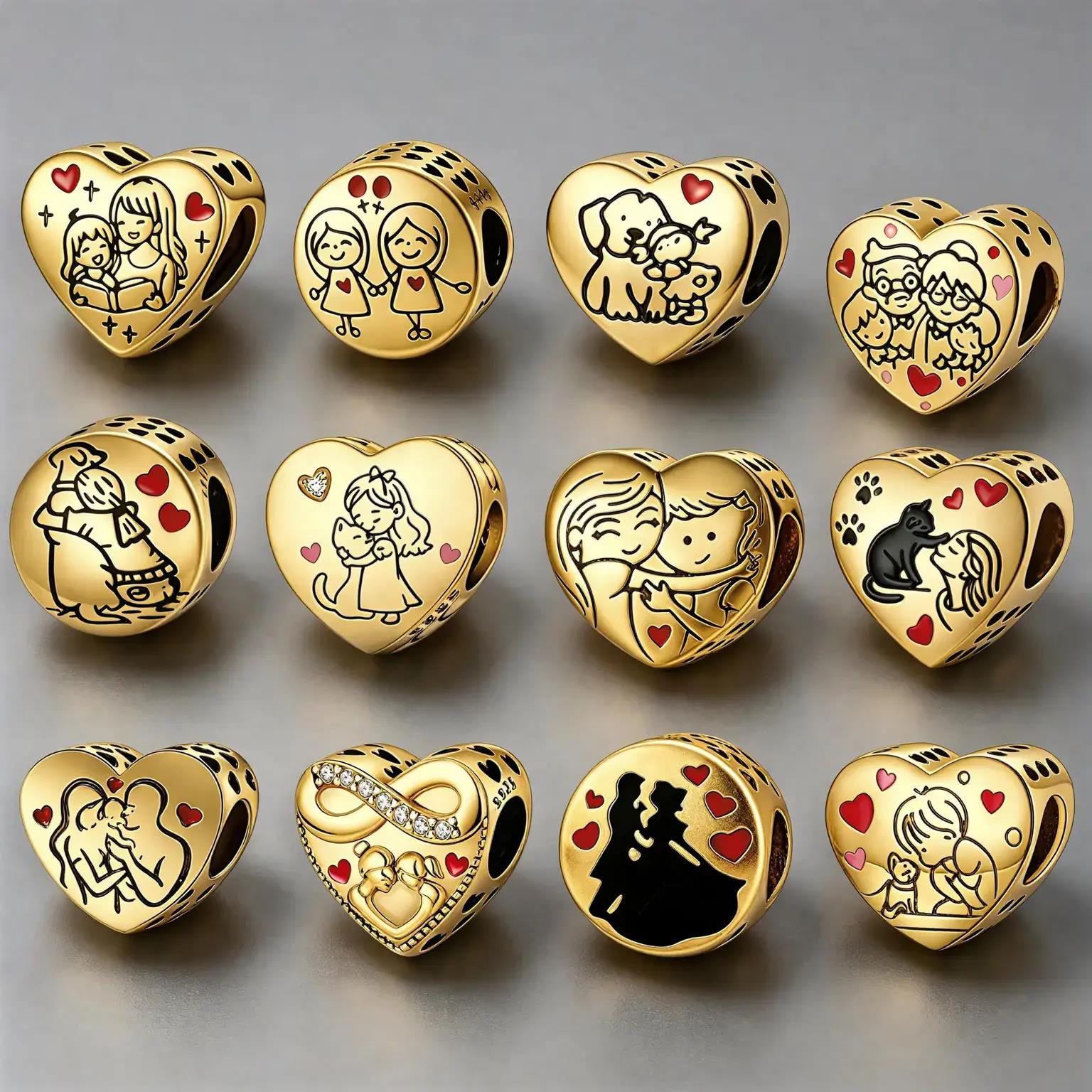 Jewelry Making 4 Year Old - Gold Family Love Charms for Bracelet