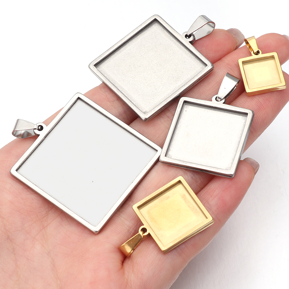 Pendant Blank Bezel - 2Pcs Stainless Steel 10 15 20