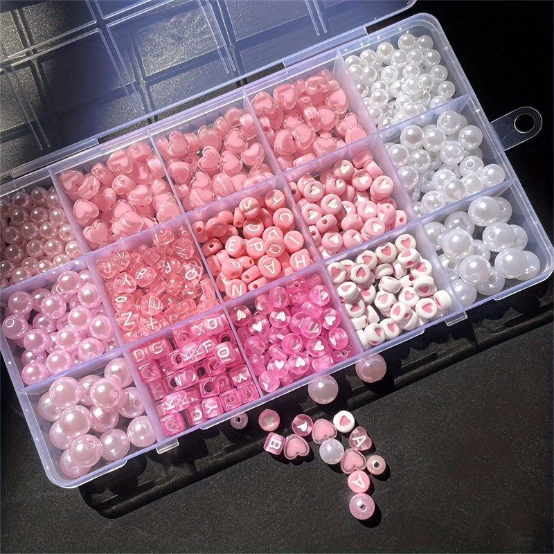 Jewelry Making Degree - 10-piece pink alphabet box, acrylic beads,