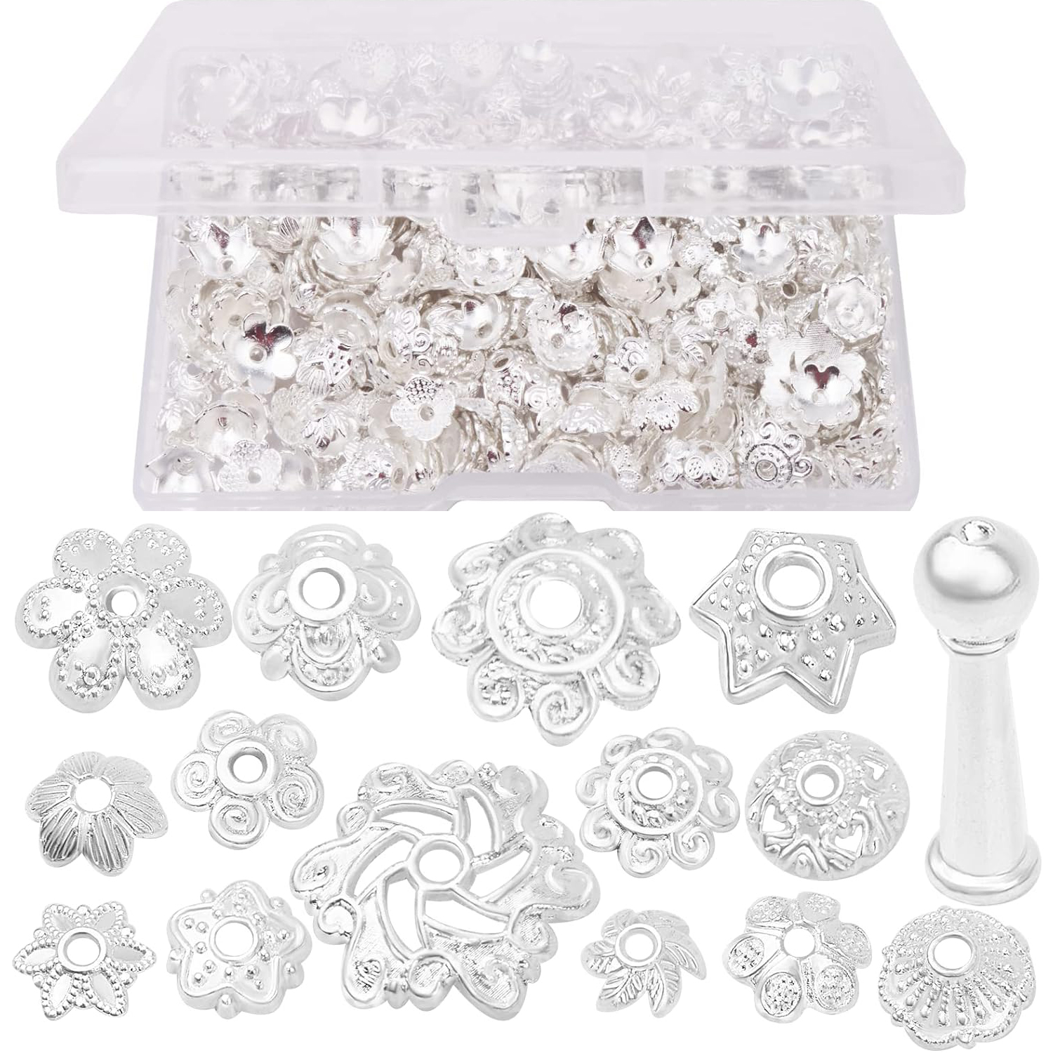 Jewelry Making Bali - 120 Gram Bright Silver Bead Caps