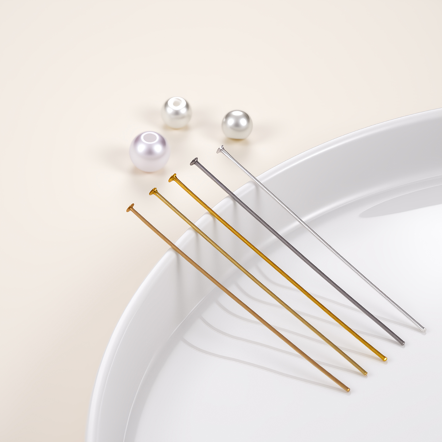 Jewelry Making Eye Pins - 50Pcs 18K Gold Plated Flat Head