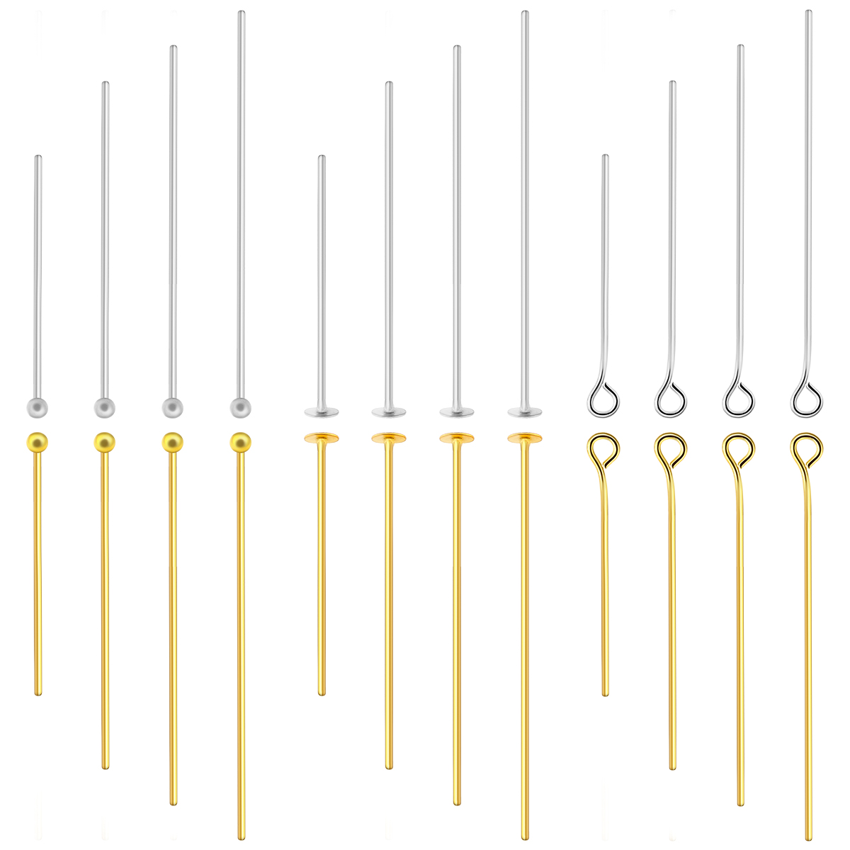 Jewelry Making Eye Pins - 50-100pcs Stainless Steel Flat Head Pins