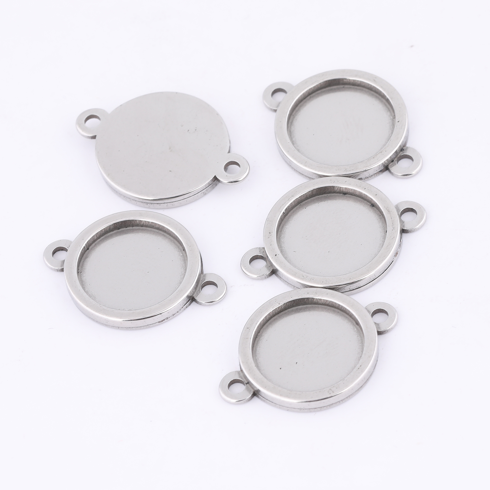 Pendant Blank Bezel - 10pcs Stainless Steel 12mm Cabochon Connector