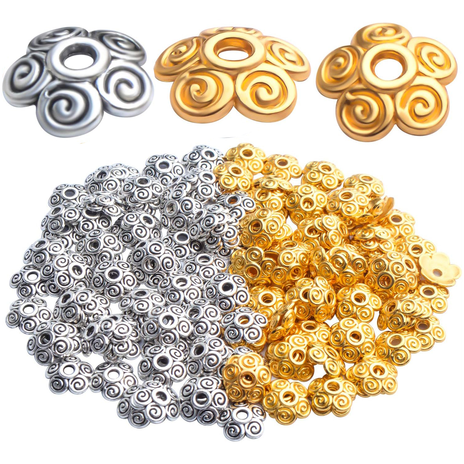 Jewelry Making Bali - Flower Bead Caps,200pcs Tibetan Alloy Spacer