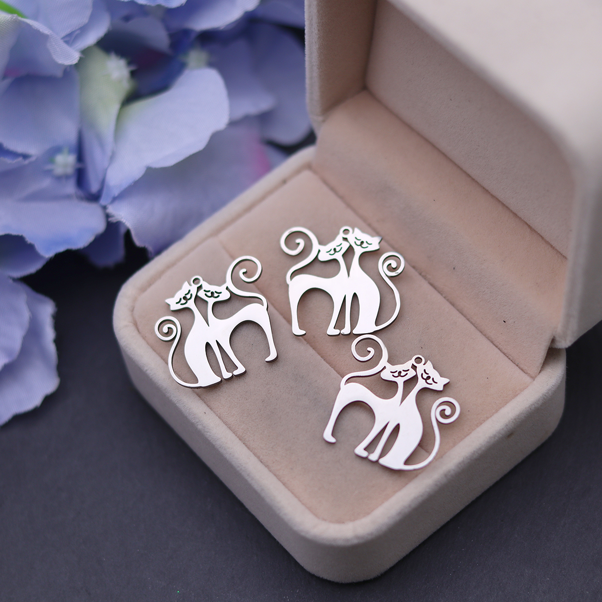 3pcs Cute Couple Cat Stainless – Jewelry Making For Couples recenzja i cena