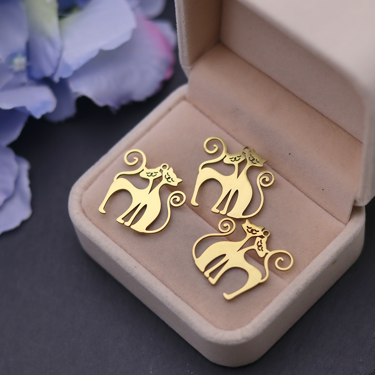3pcs Cute Couple Cat Stainless – Jewelry Making For Couples recenzja i cena