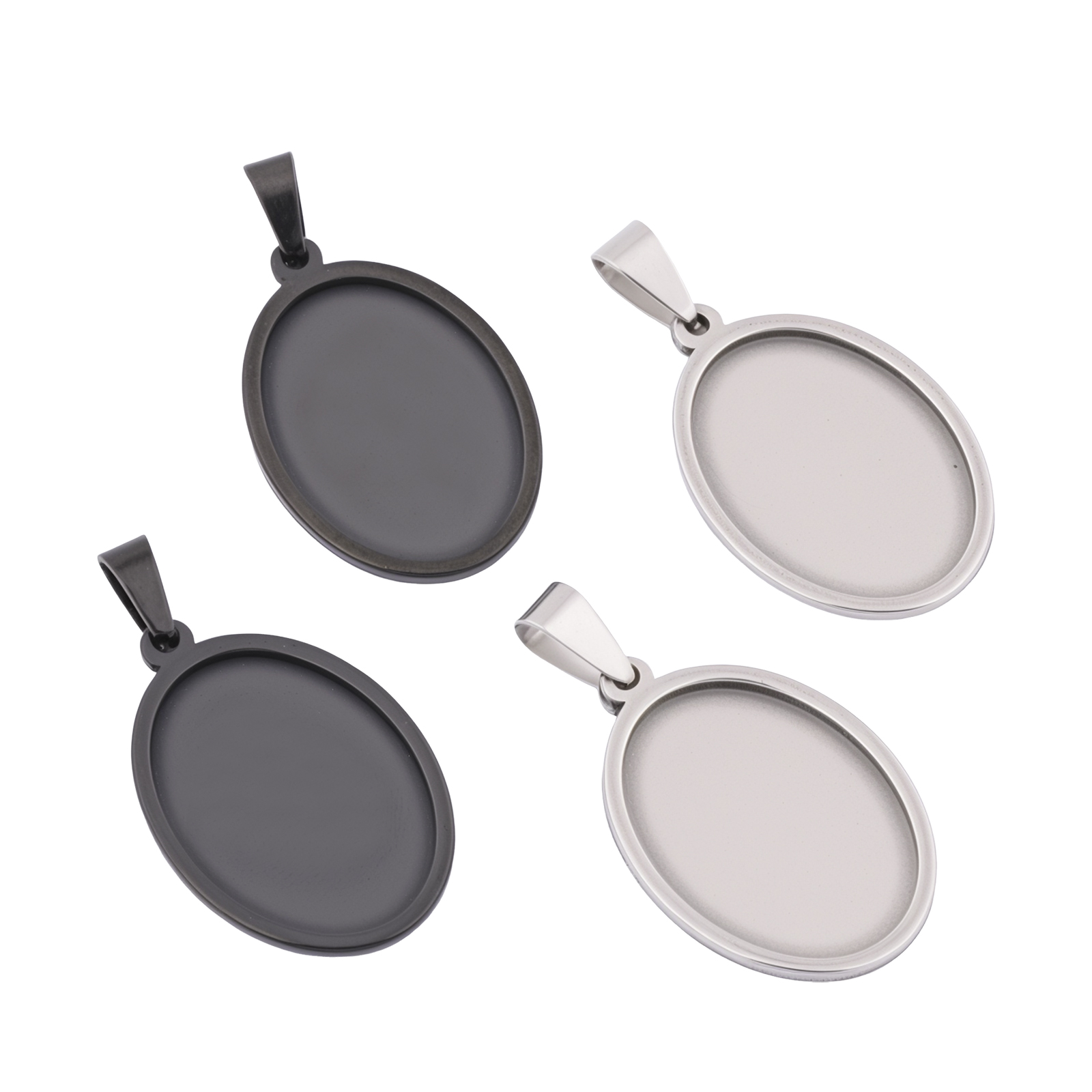 5pcs Stainless Steel Black Ova – Pendant Blank Bezel recenzja i cena