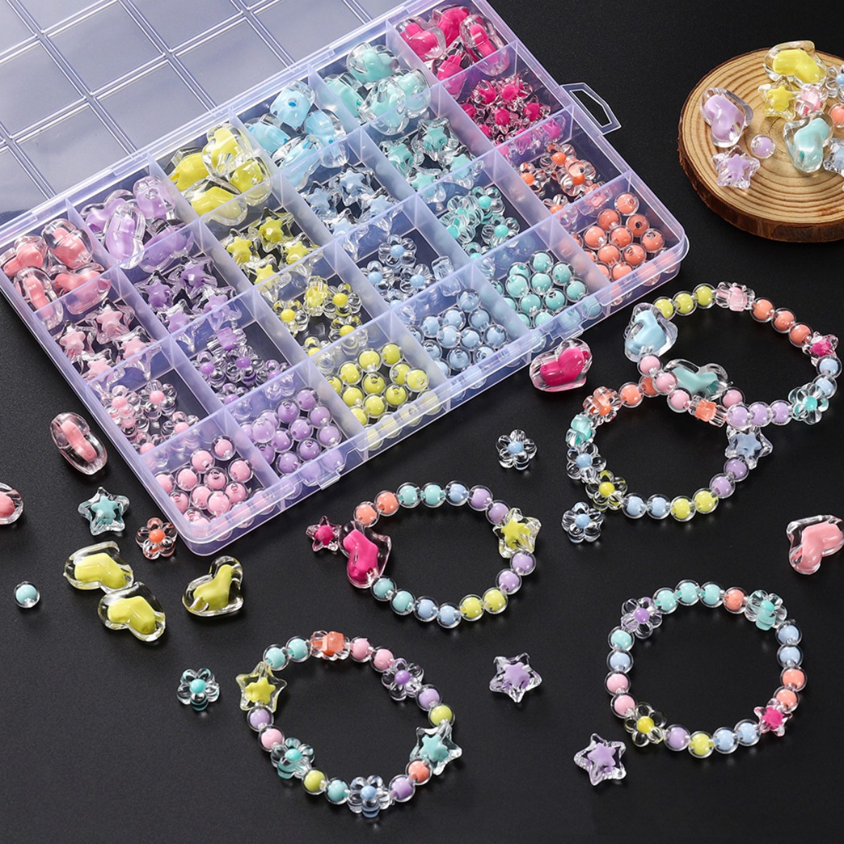 174pcs/Box Heart Acrylic Beads – Jewelry Making For Birthday Party recenzja i cena