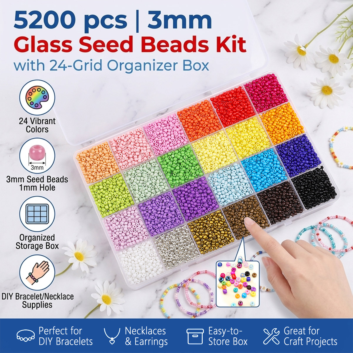 5200pcs 3mm Glass Seed Beads K – Jewelry Making Degree recenzja i cena