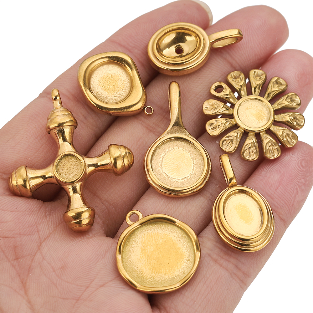 4-5PCS Stainless Steel Gold Ch – Pendant Blank Bezel recenzja i cena