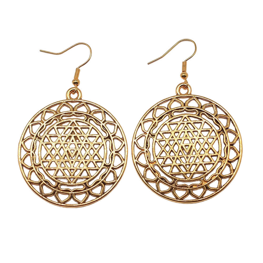 1pair Sri Yantra Pattern ear p – Jewelry Making For Couples recenzja i cena