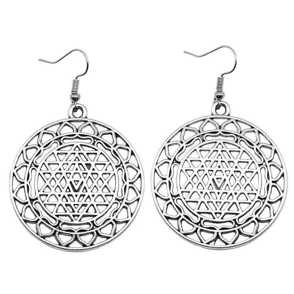 1pair Sri Yantra Pattern ear p – Jewelry Making For Couples recenzja i cena