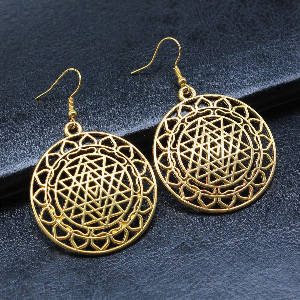 1pair Sri Yantra Pattern ear p – Jewelry Making For Couples recenzja i cena