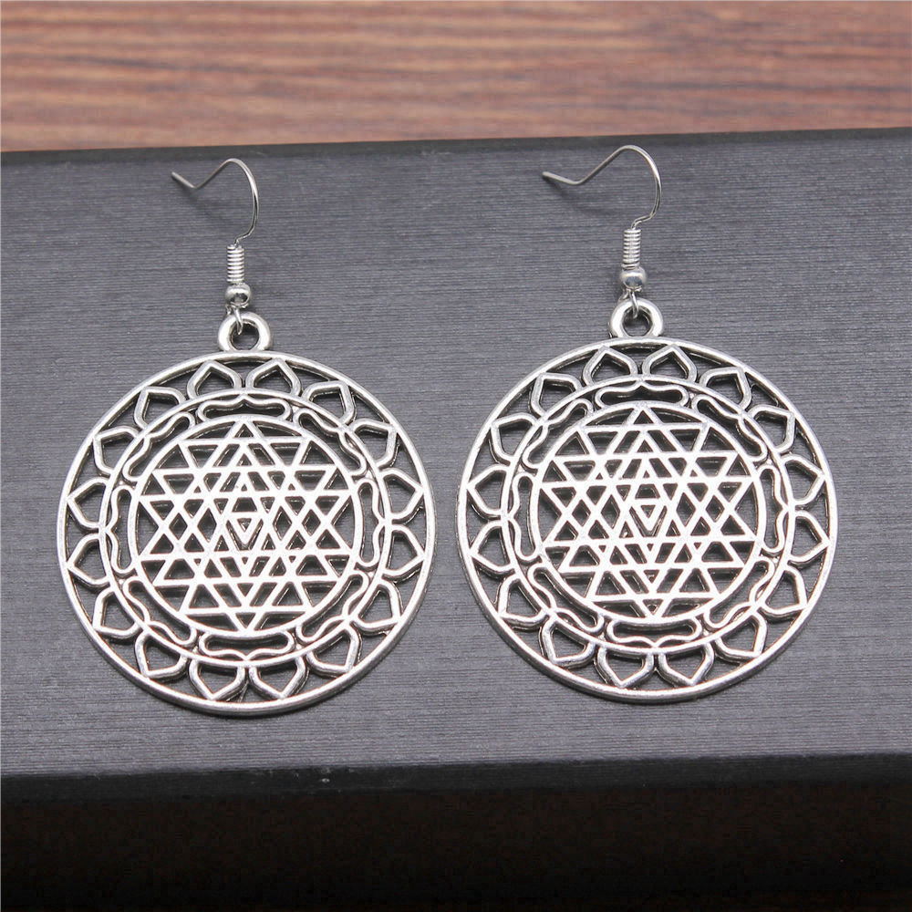 1pair Sri Yantra Pattern ear p – Jewelry Making For Couples recenzja i cena