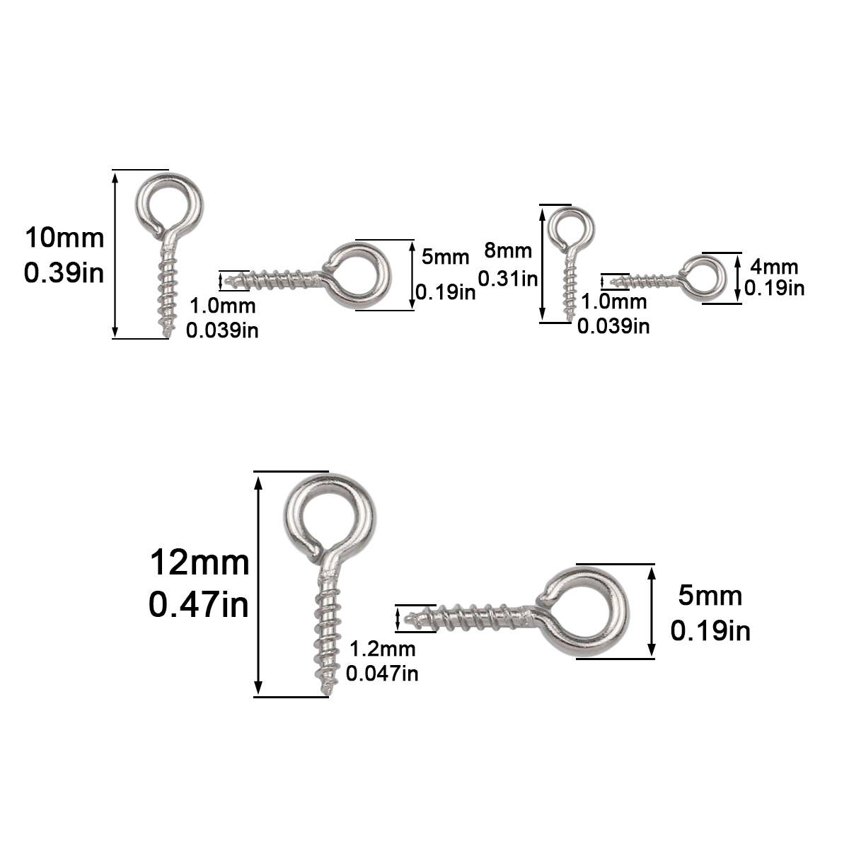 100pcs 4x8/5x10/5x12mm Stainle – Jewelry Making Eye Pins recenzja i cena