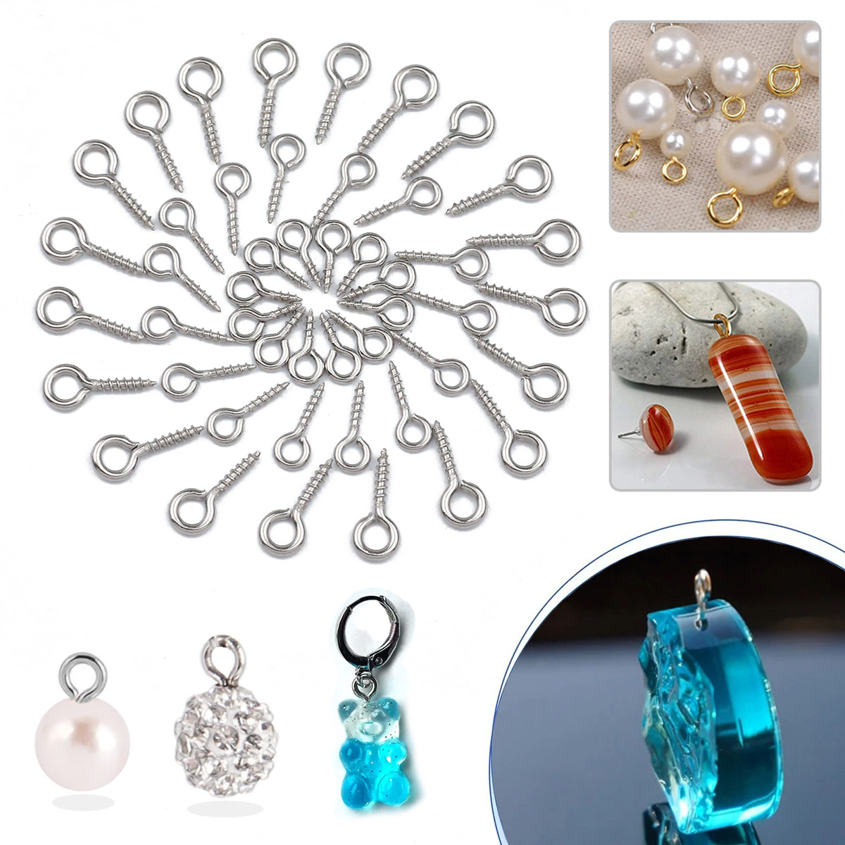 100pcs 4x8/5x10/5x12mm Stainle – Jewelry Making Eye Pins recenzja i cena