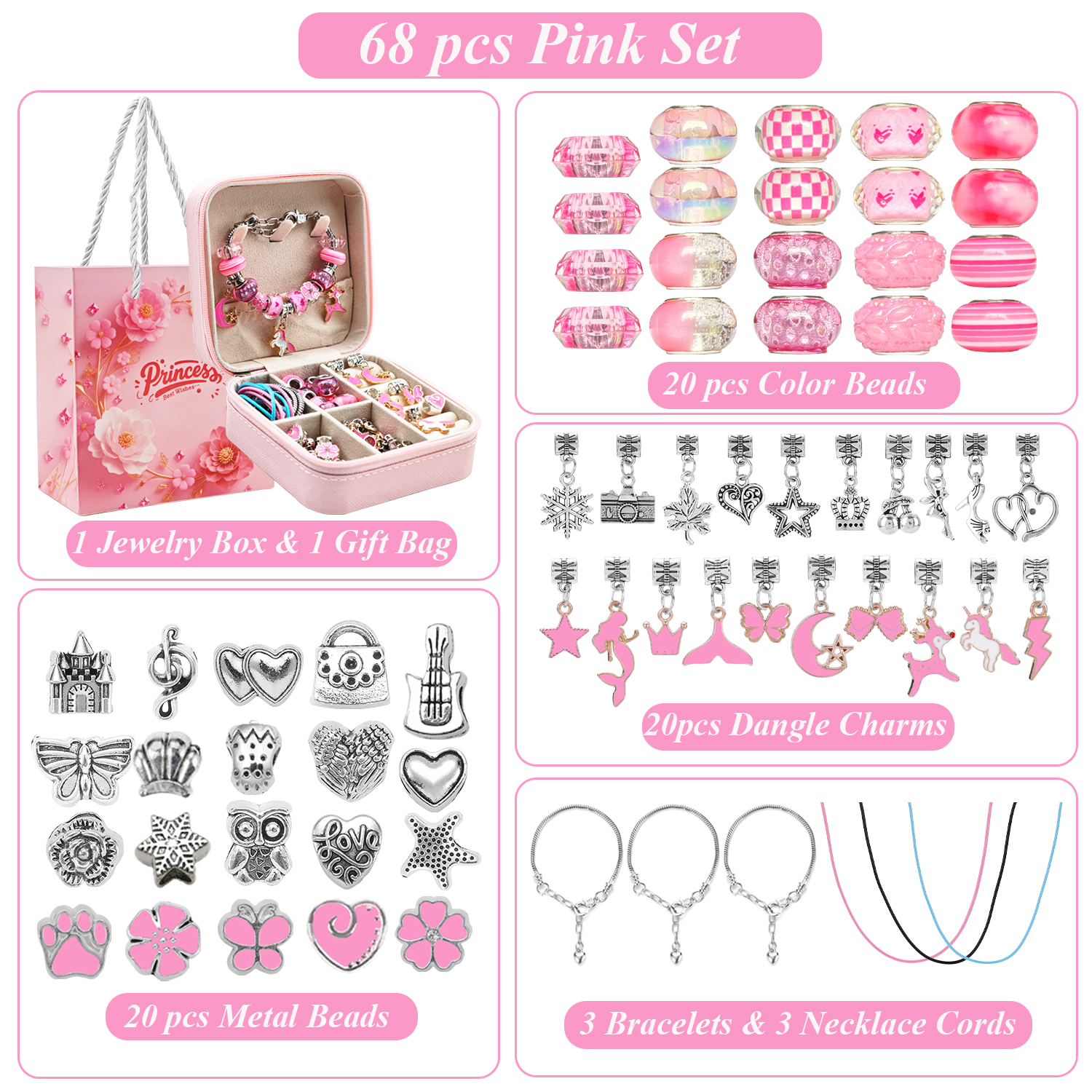 68pcs pink beaded jewelry set, – Jewelry Making 4 Year Old recenzja i cena