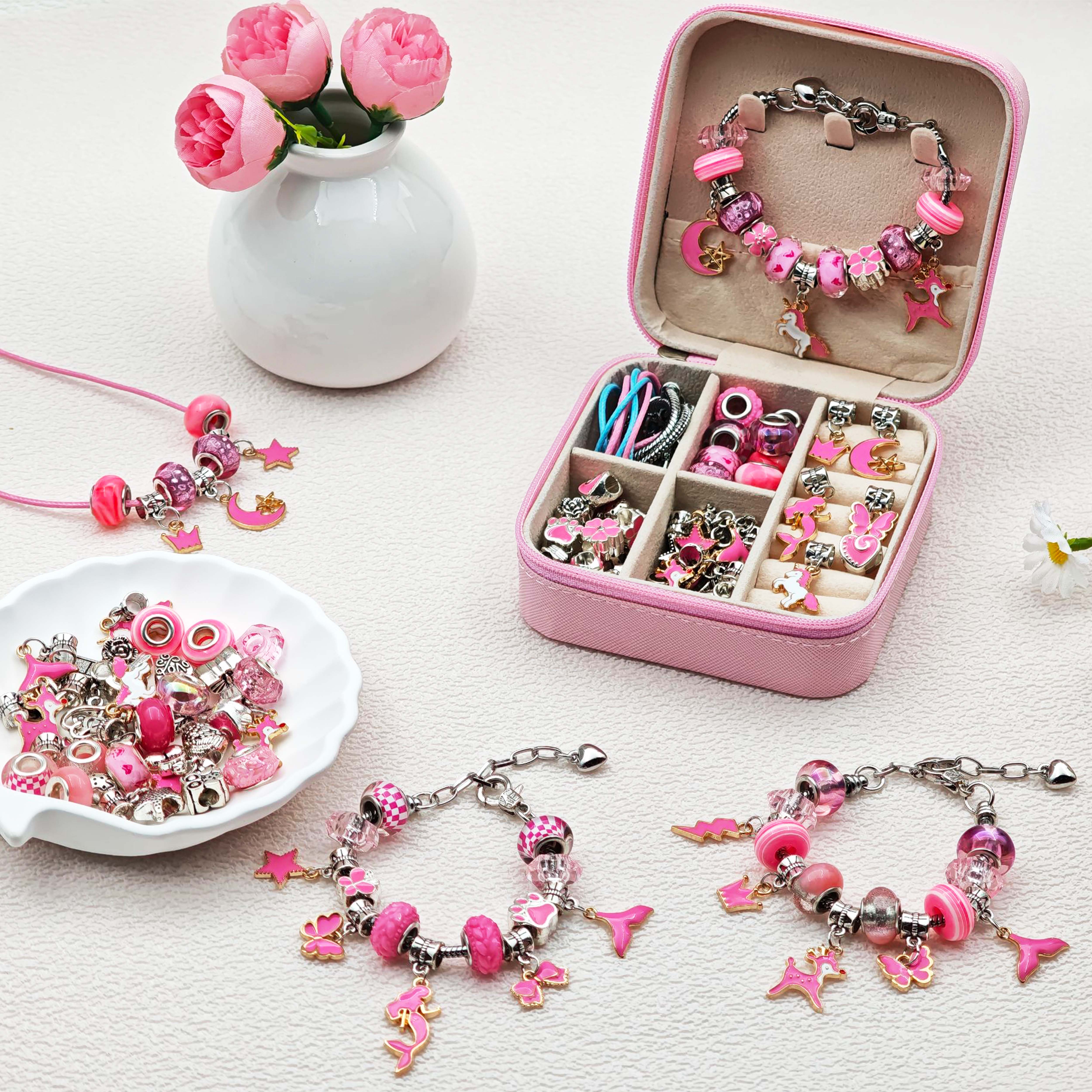 68pcs pink beaded jewelry set, – Jewelry Making 4 Year Old recenzja i cena