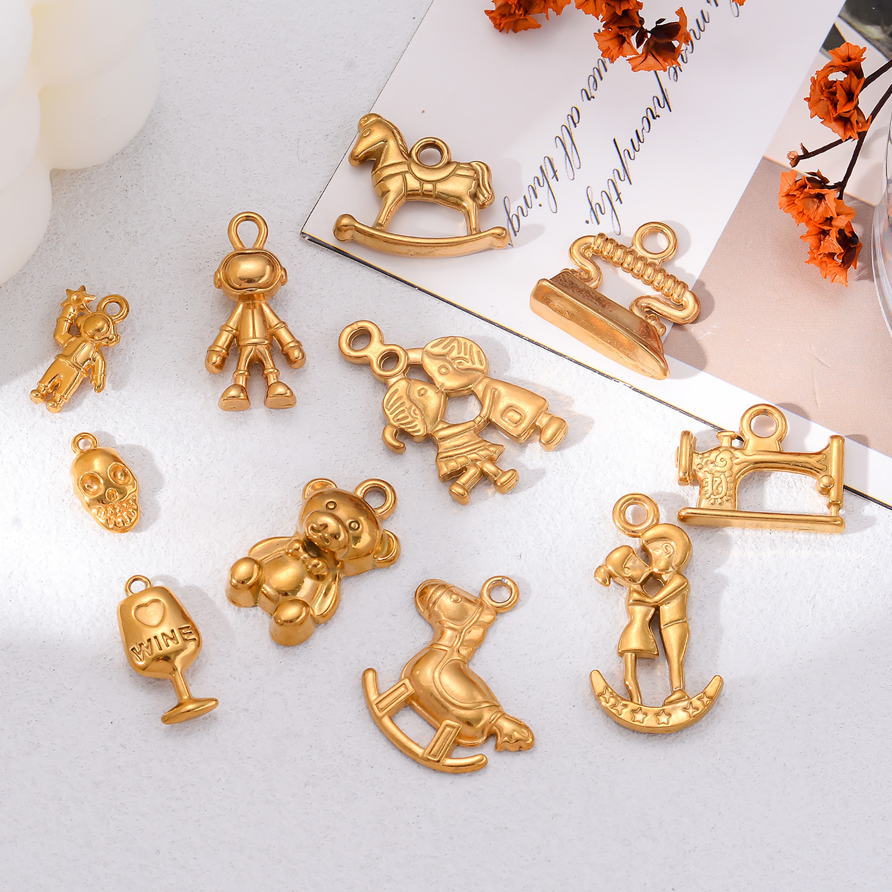 2Pcs Stainless Steel Bear Rock – Jewelry Making For Couples recenzja i cena