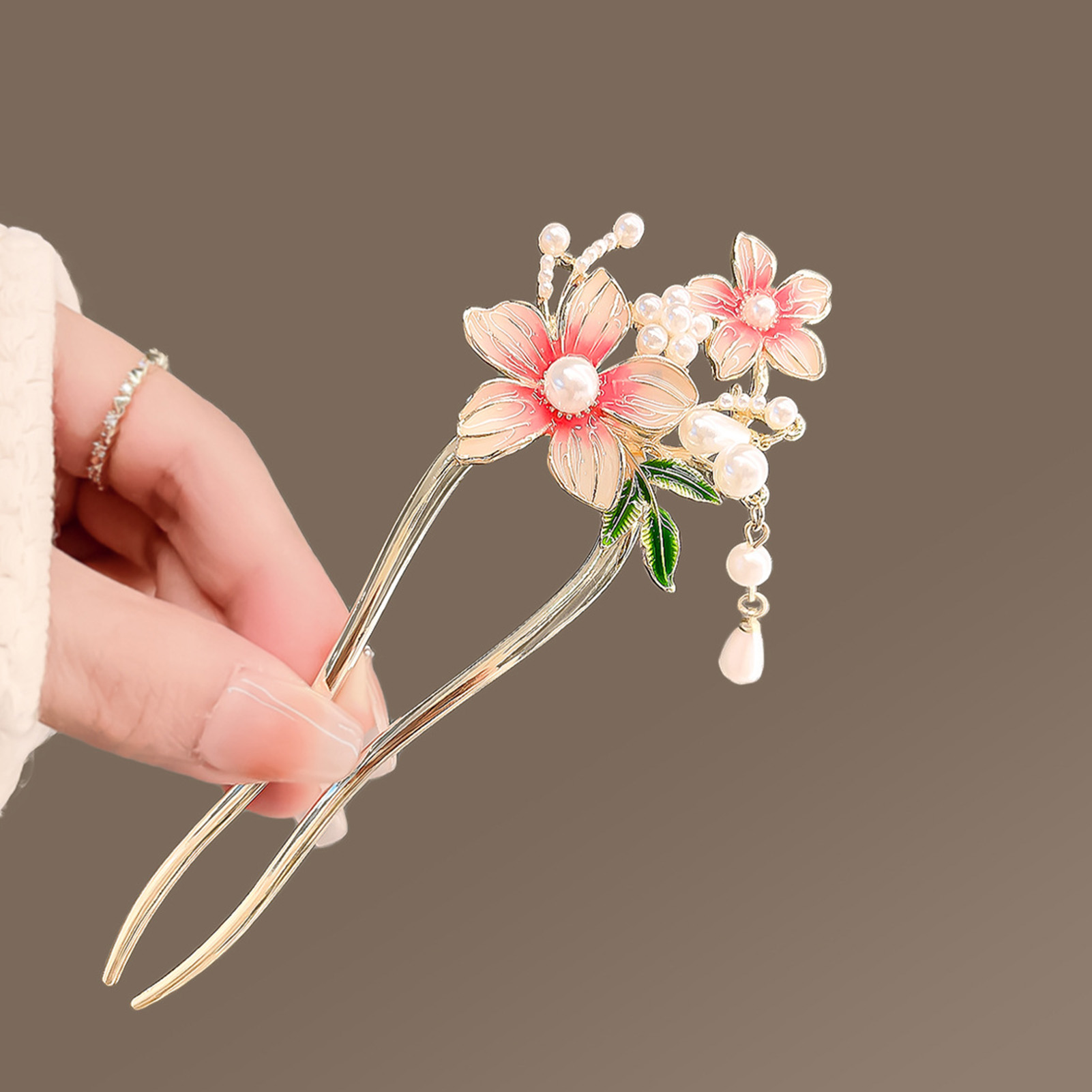 Elegant Pink Flower Hair Pin U – Jewelry Making With Beads recenzja i cena
