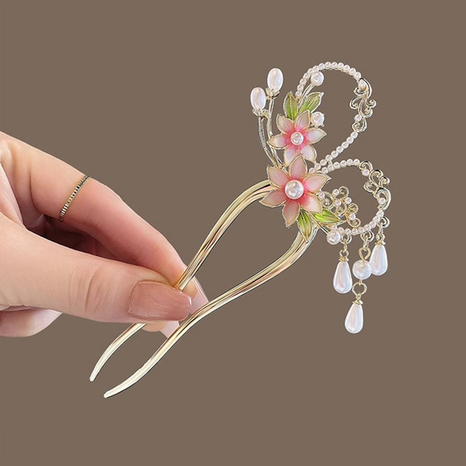 Elegant Pink Flower Hair Pin U – Jewelry Making With Beads recenzja i cena