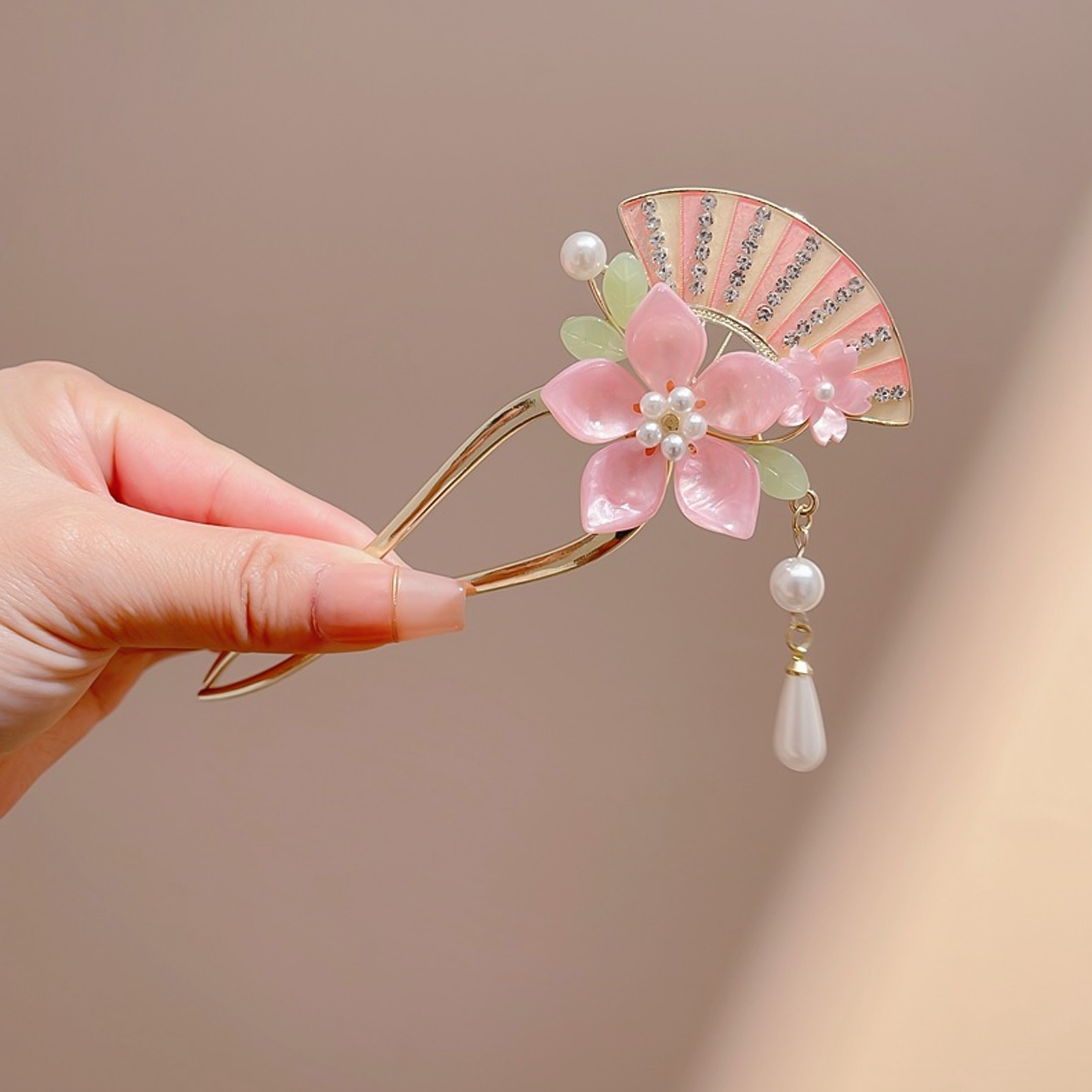 Elegant Pink Flower Hair Pin U – Jewelry Making With Beads recenzja i cena