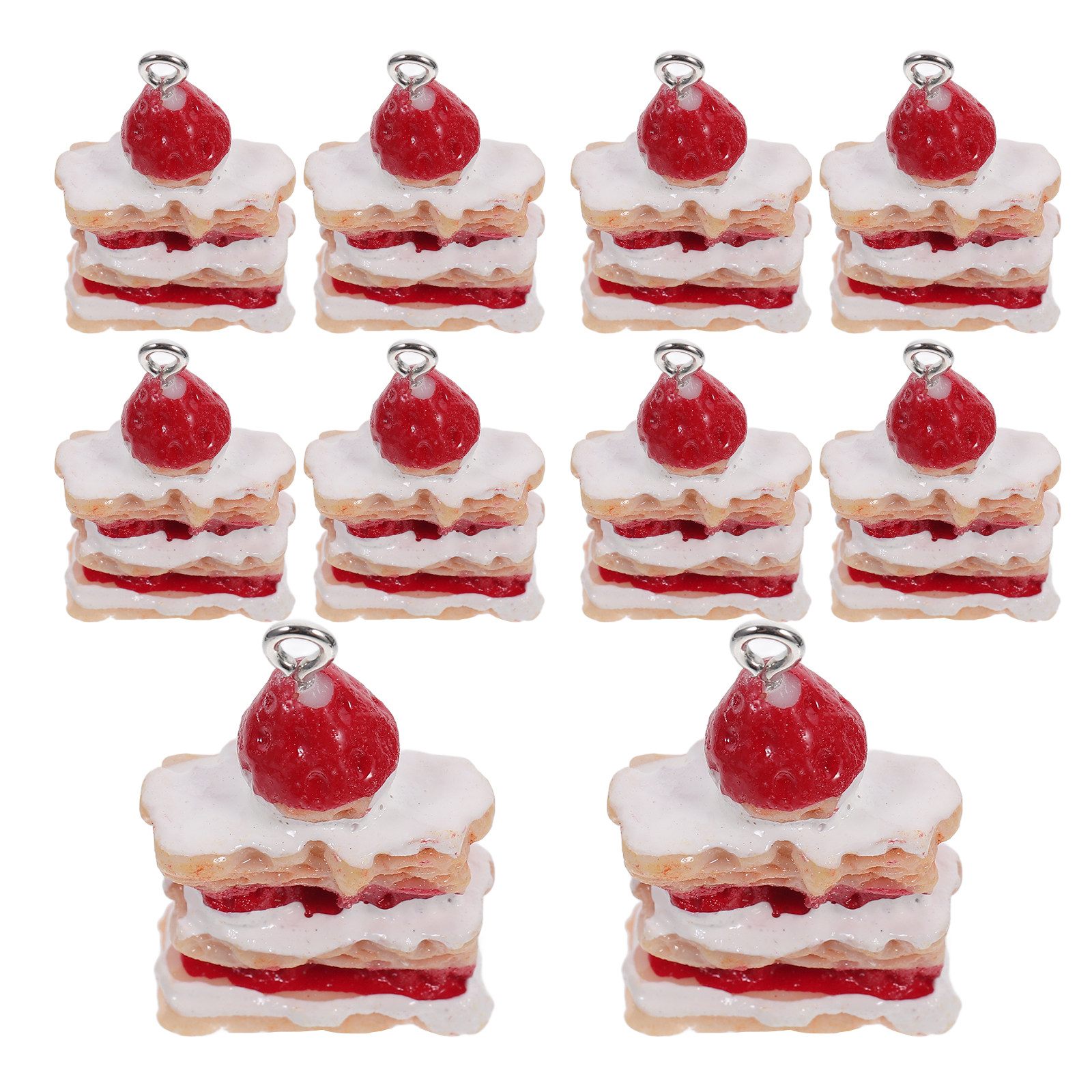 10Pcs Resin Strawberry Cake Ke – Jewelry Making Resin recenzja i cena